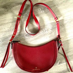 Liz Claiborne crescent half moon gold hardware crossbody medium handbag